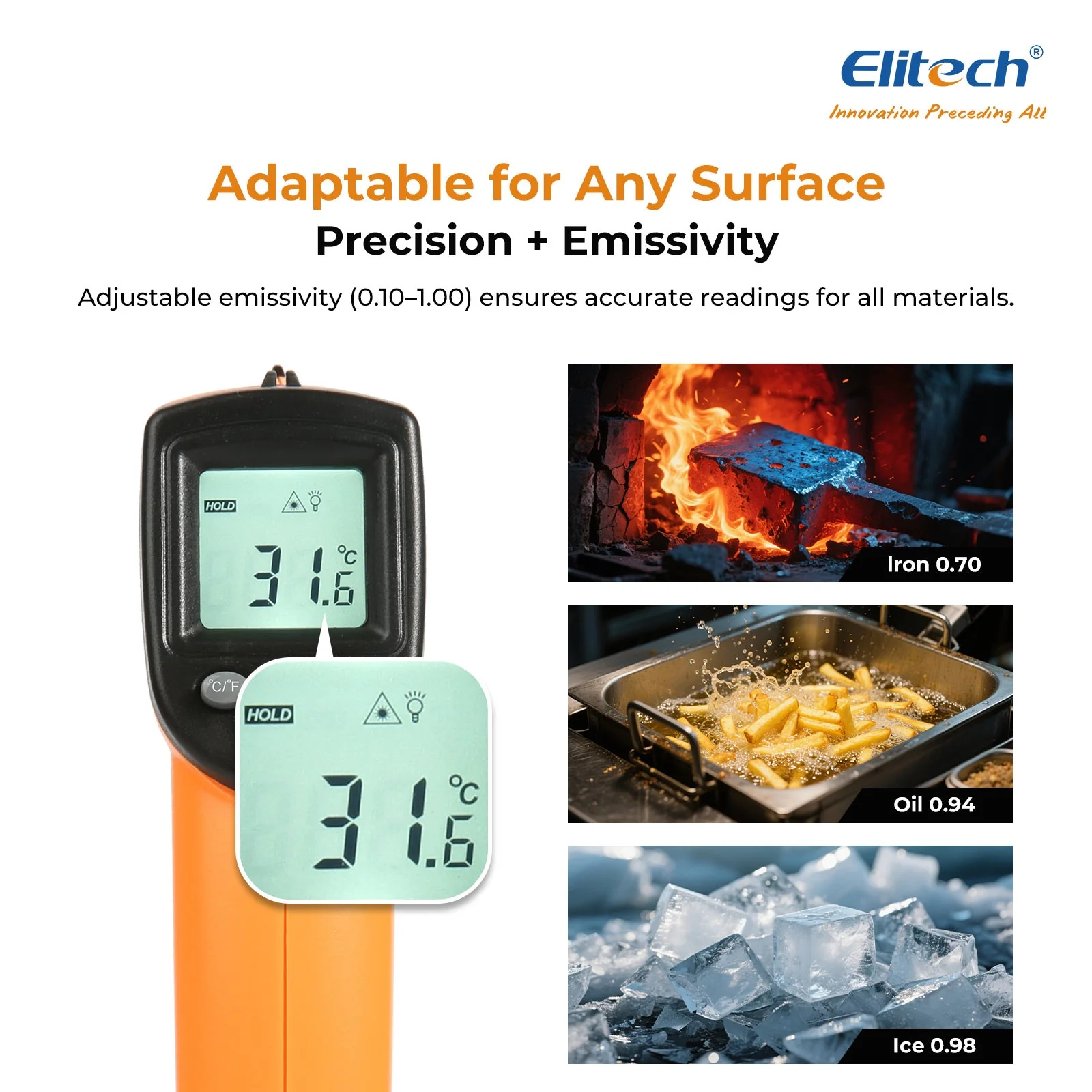 DIT-220 Infrared Thermometer – High-Precision, Non-Contact Temperature Gun with Laser Targeting, Adjustable Emissivity, and Self-Calibration - Image 6