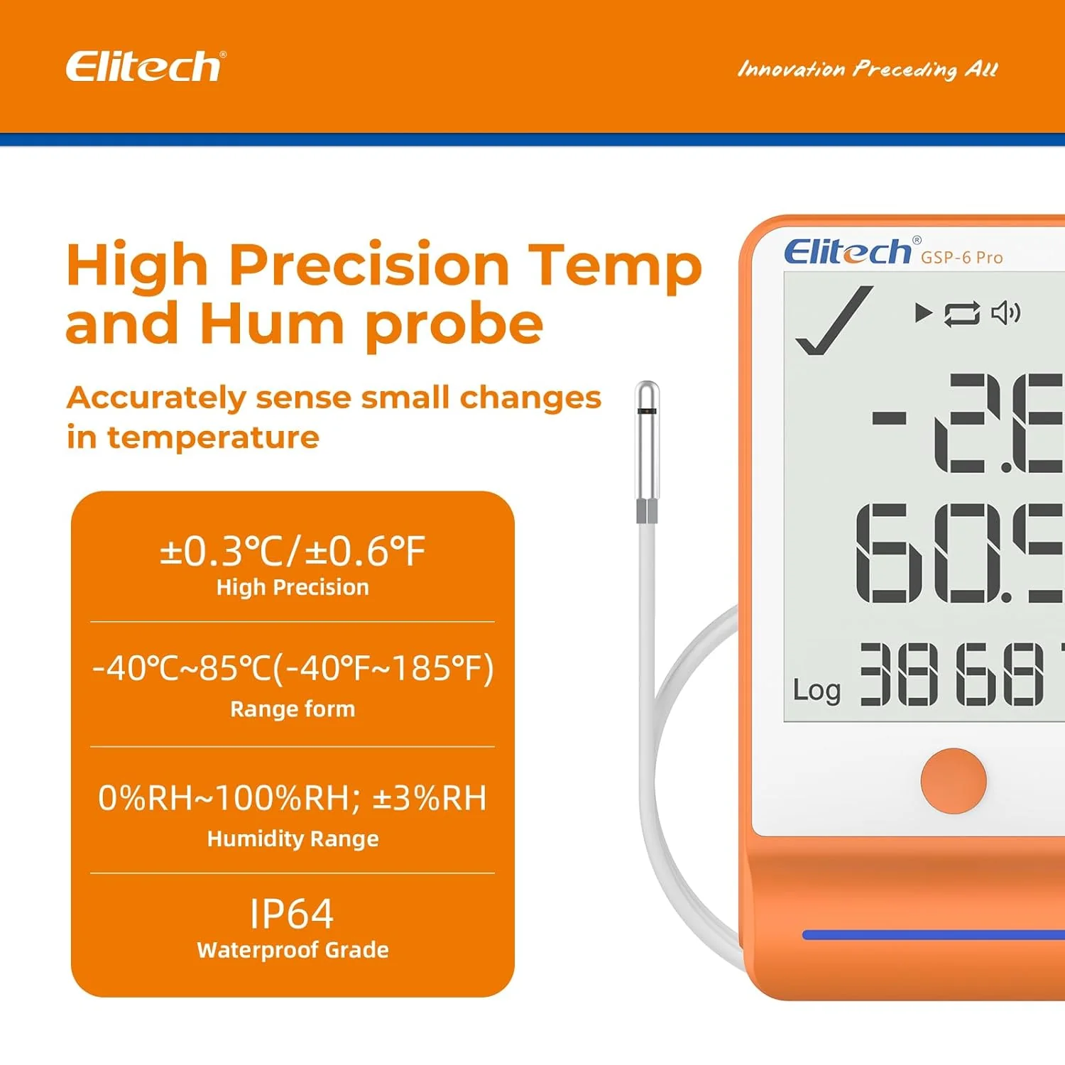 Elitech 100,000Points Digital Ultra-low Temperature Data Logger(-121~302°F/ -85~150°C), Medical Pharmacy Vaccine DDL Calibration Certificate to Audit, Bluetooth Thermometer MAX MIN Refrigerator Fridge, GSP-6Pro-TLE - Image 5