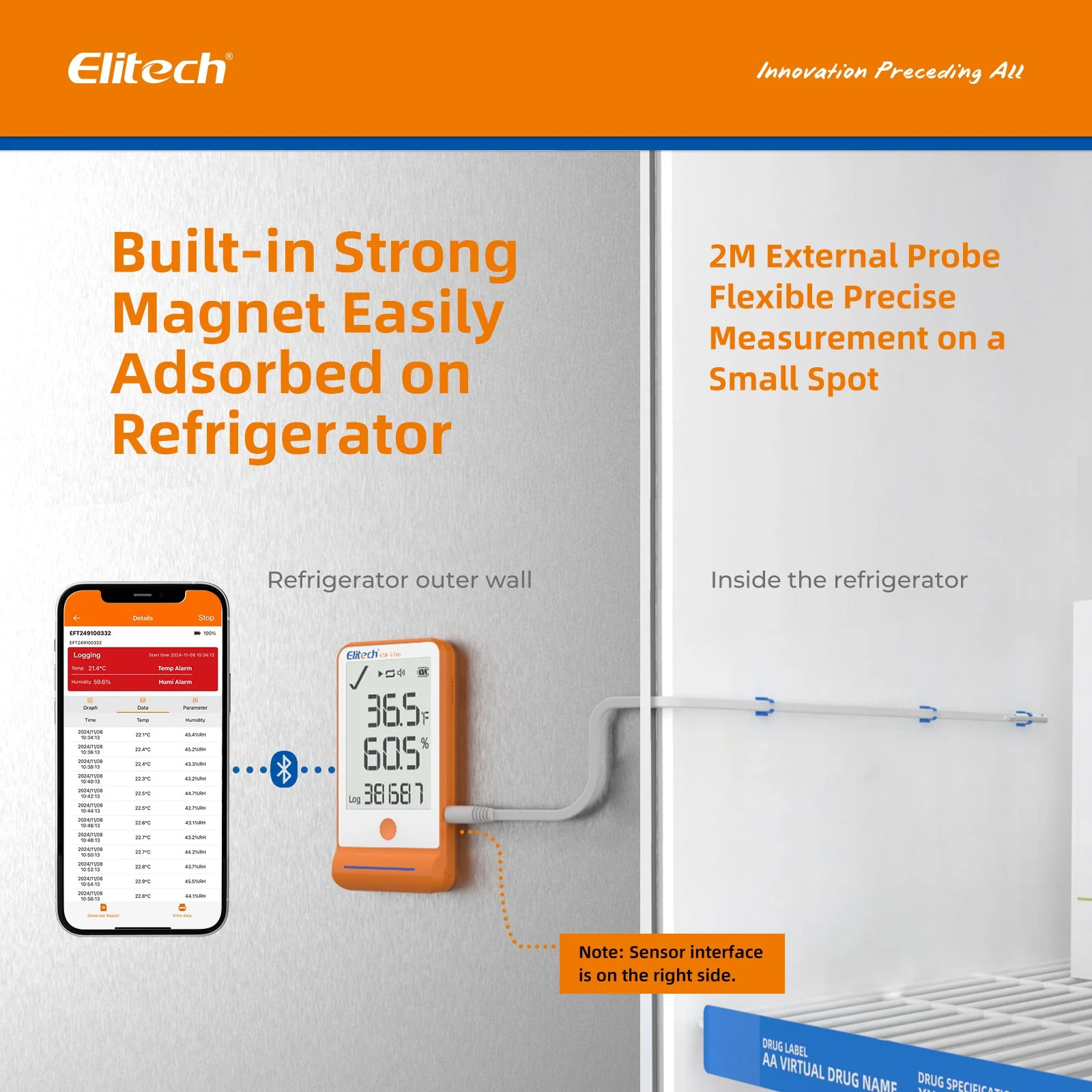 Elitech 100,000Points Digital Ultra-low Temperature Data Logger(-121~302°F/ -85~150°C), Medical Pharmacy Vaccine DDL Calibration Certificate to Audit, Bluetooth Thermometer MAX MIN Refrigerator Fridge, GSP-6Pro-TLE - Image 6