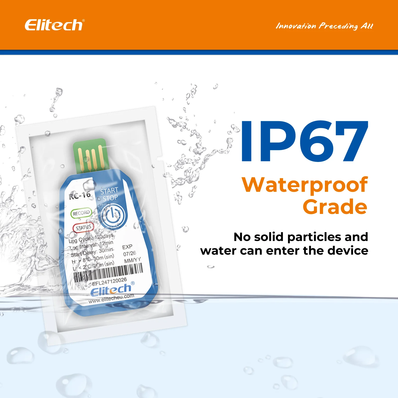 Elitech 10 Packs Temperature Data Logger USB Disposable Temperature Recorder with 16000 Points,Auto PDF CSV Reports High Accuracy 120days Single Use for Frozen Transportation Cold Chain Fresh RC-16 - Image 4