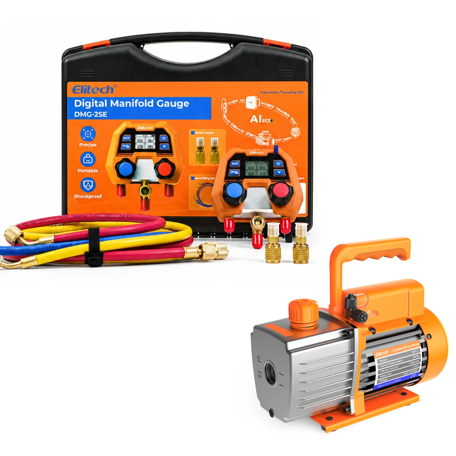 Elitech Digital Manifold Gauge for HVAC, Refrigeration & AC Systems – Pressure & Temperature Measurement, LCD Display, DMG-2SE - Image 11