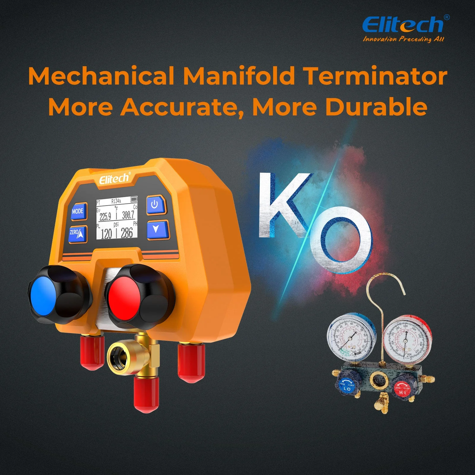 Elitech Digital Manifold Gauge for HVAC, Refrigeration & AC Systems – Pressure & Temperature Measurement, LCD Display, DMG-2SE - Image 4