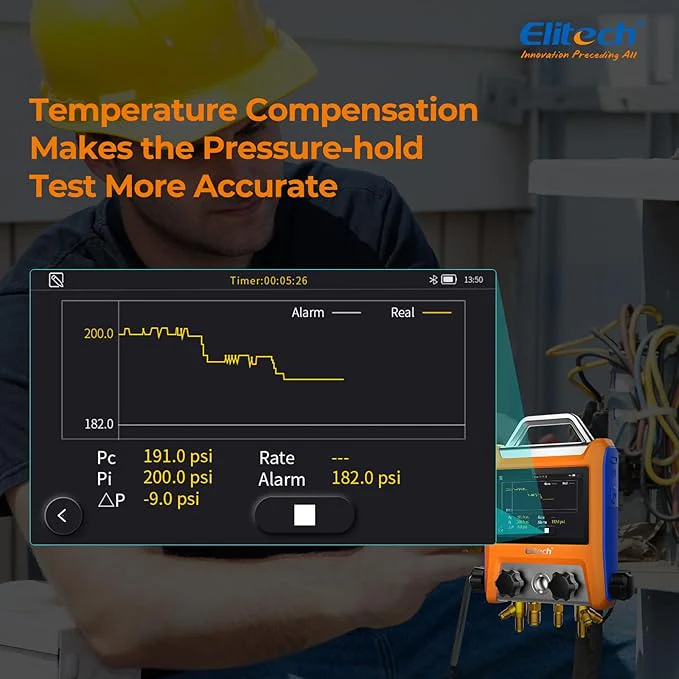 Elitech Digital 4 Valve Manifold Gauge HVAC with Refrigerant Hoses, Vacuum Gauge Micron Gauge, Thermometer Clamps, OTA Upgrade, Wireless APP Control, EMG-40VPro - Image 6