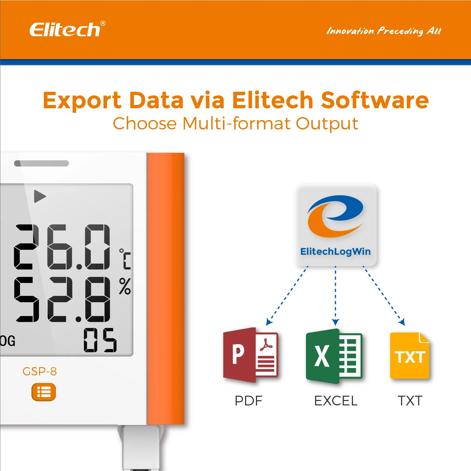Elitech 100,000 Points Digital Temperature Humidity Data Logger Medical Refrigerator Thermometer Vaccine Fridge Temperature Monitor Max Min Average Value GSP-8 - Image 3