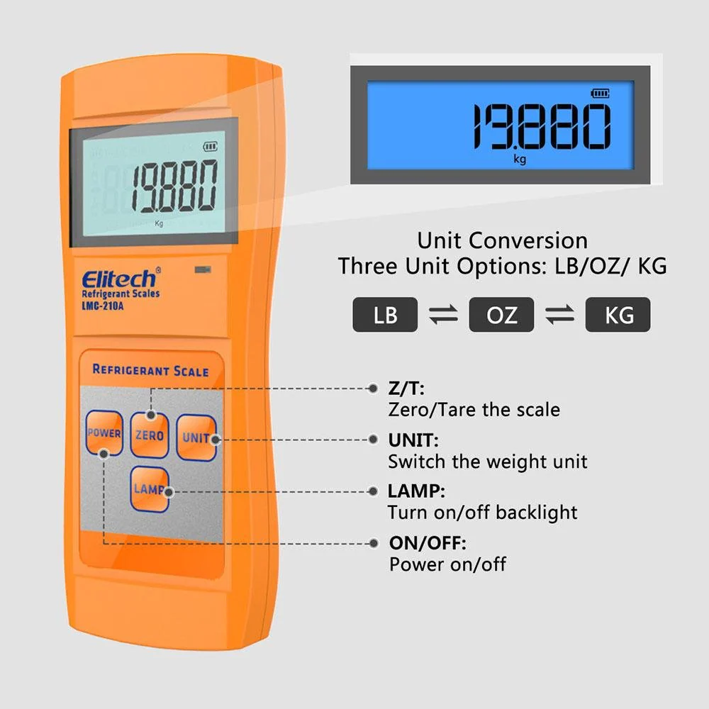 Elitech LMC-210A Wireless HVAC Refrigeration Scale with Remote 330 Lbs - Image 4