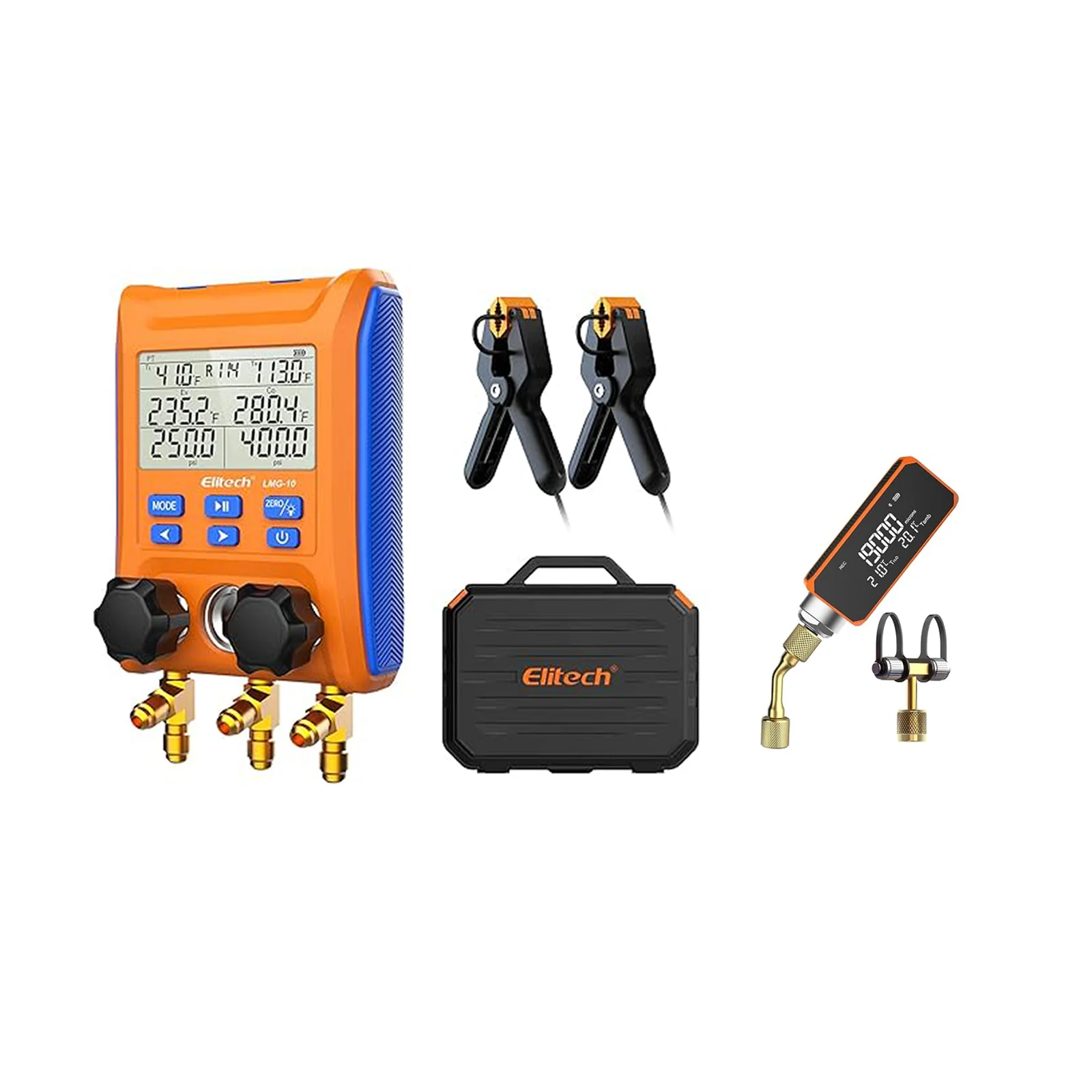 Elitech LMG-10 HVAC Digital Manifold Gauge 2 Valves with Thermometer Clamps - Image 13