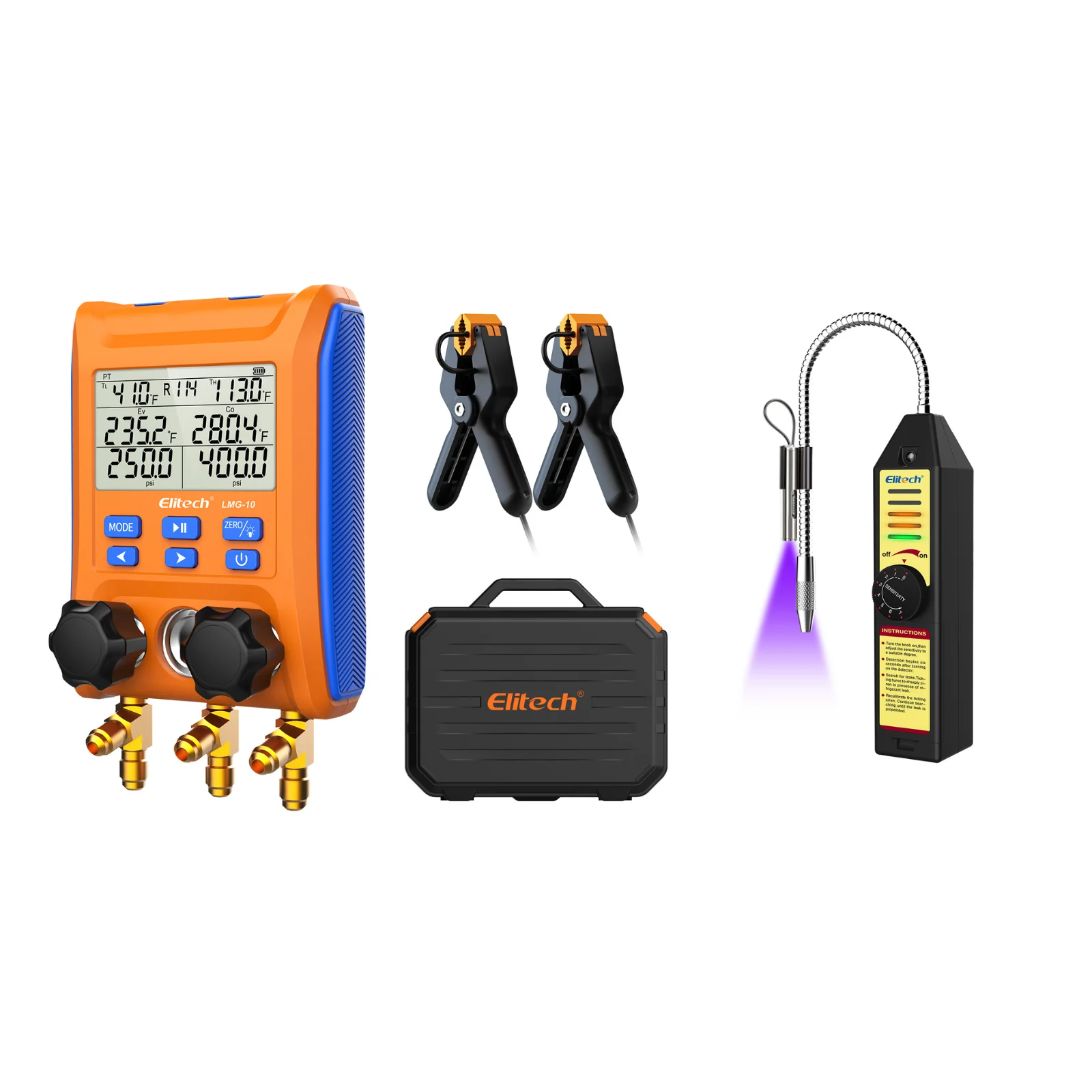 Elitech LMG-10 HVAC Digital Manifold Gauge 2 Valves with Thermometer Clamps - Image 14