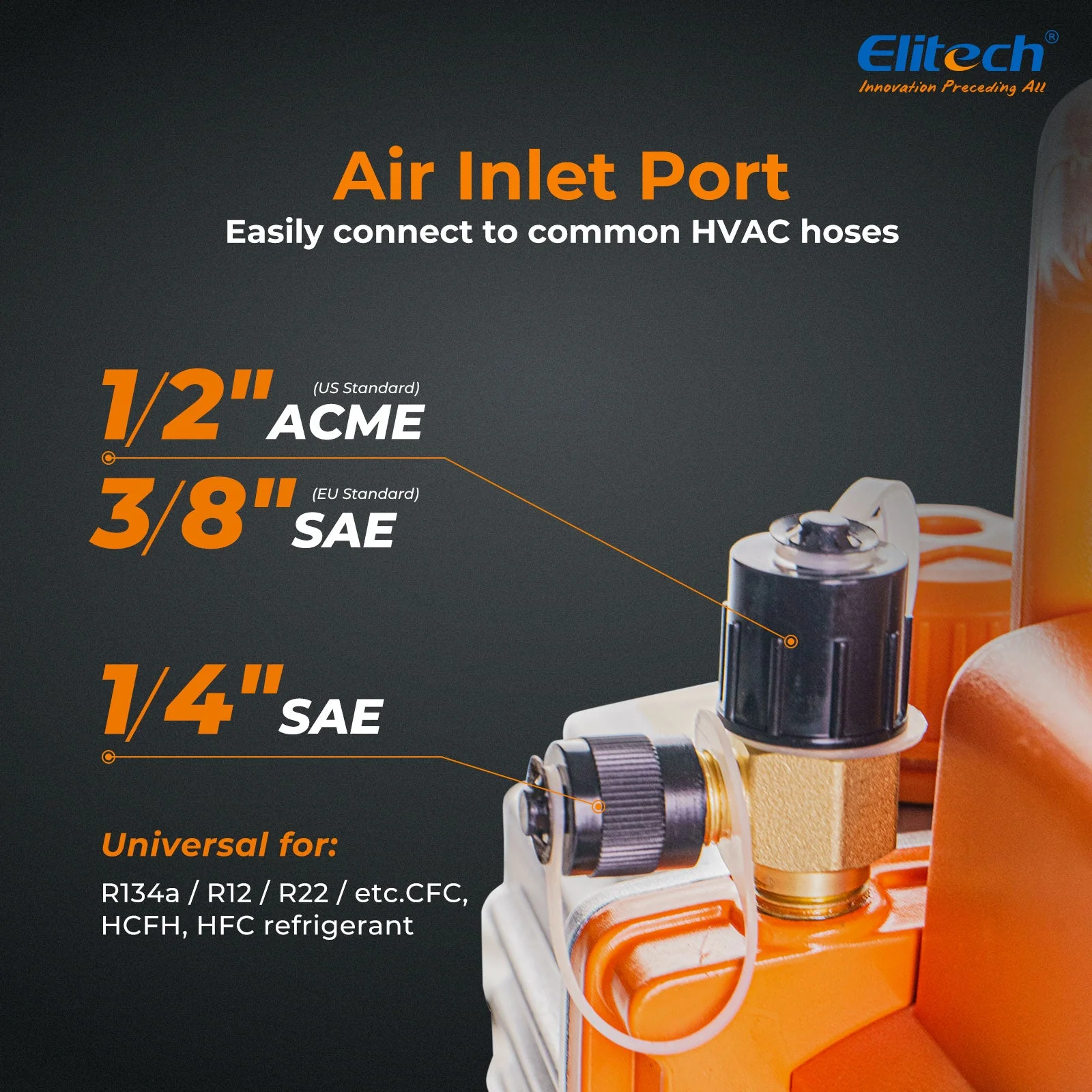 Elitech NVP-3 HVAC Vacuum Pump 3CFM 1.5L/S 1/4HP Single Stage Rotary Vane Air Vacuum Pump for HVAC and Refrigeration Systems, Durable and Easy to Maintain - Image 5