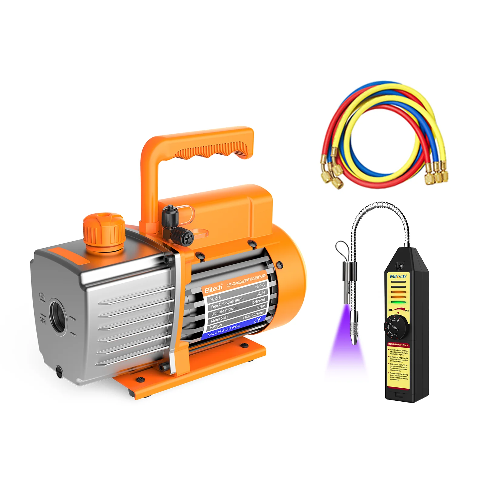 Elitech NVP-3 HVAC Vacuum Pump 3CFM 1.5L/S 1/4HP Single Stage Rotary Vane Air Vacuum Pump for HVAC and Refrigeration Systems, Durable and Easy to Maintain - Image 7