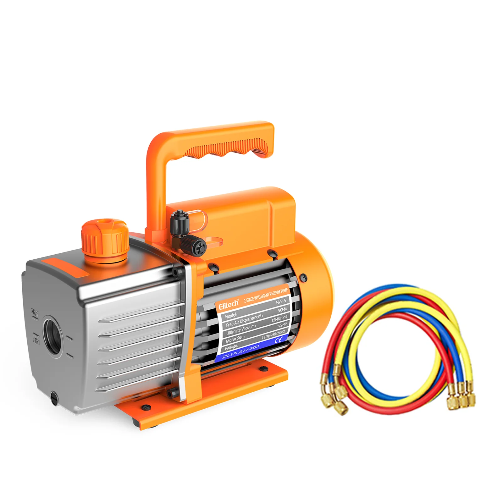 Elitech NVP-5 HVAC Vacuum Pump 5CFM 2L/S 1/3HP Single Stage Rotary Vane Air Vacuum Pump for HVAC and Refrigeration Systems, Durable and Easy to Maintain - Image 6