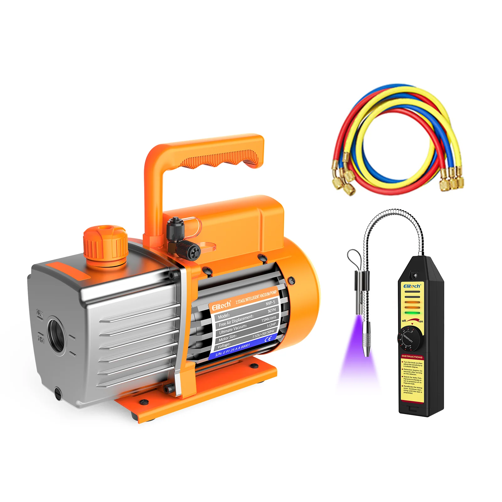 Elitech NVP-5 HVAC Vacuum Pump 5CFM 2L/S 1/3HP Single Stage Rotary Vane Air Vacuum Pump for HVAC and Refrigeration Systems, Durable and Easy to Maintain - Image 7
