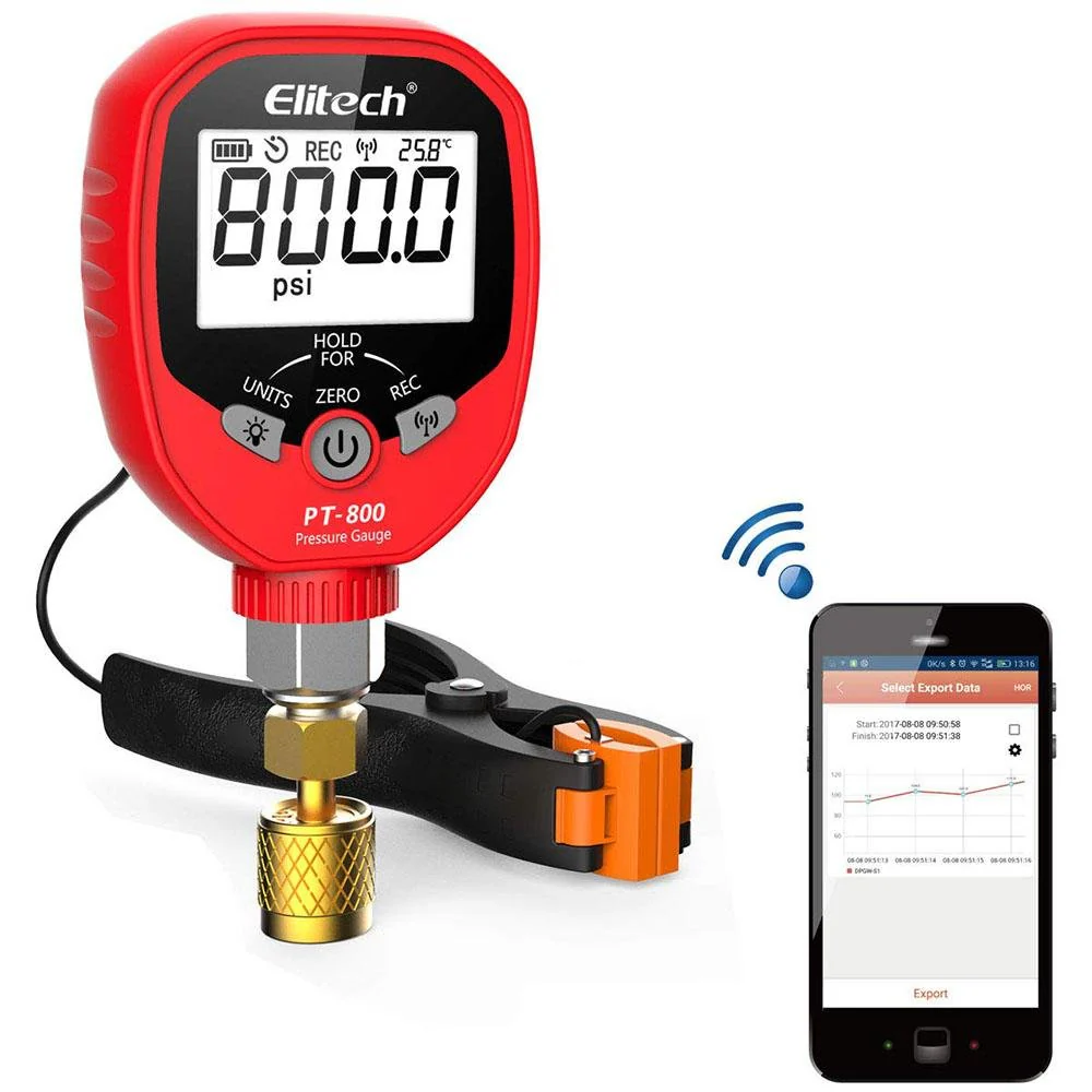 Elitech PT-800 Wireless HVAC Pressure Gauge Temperature Clamp