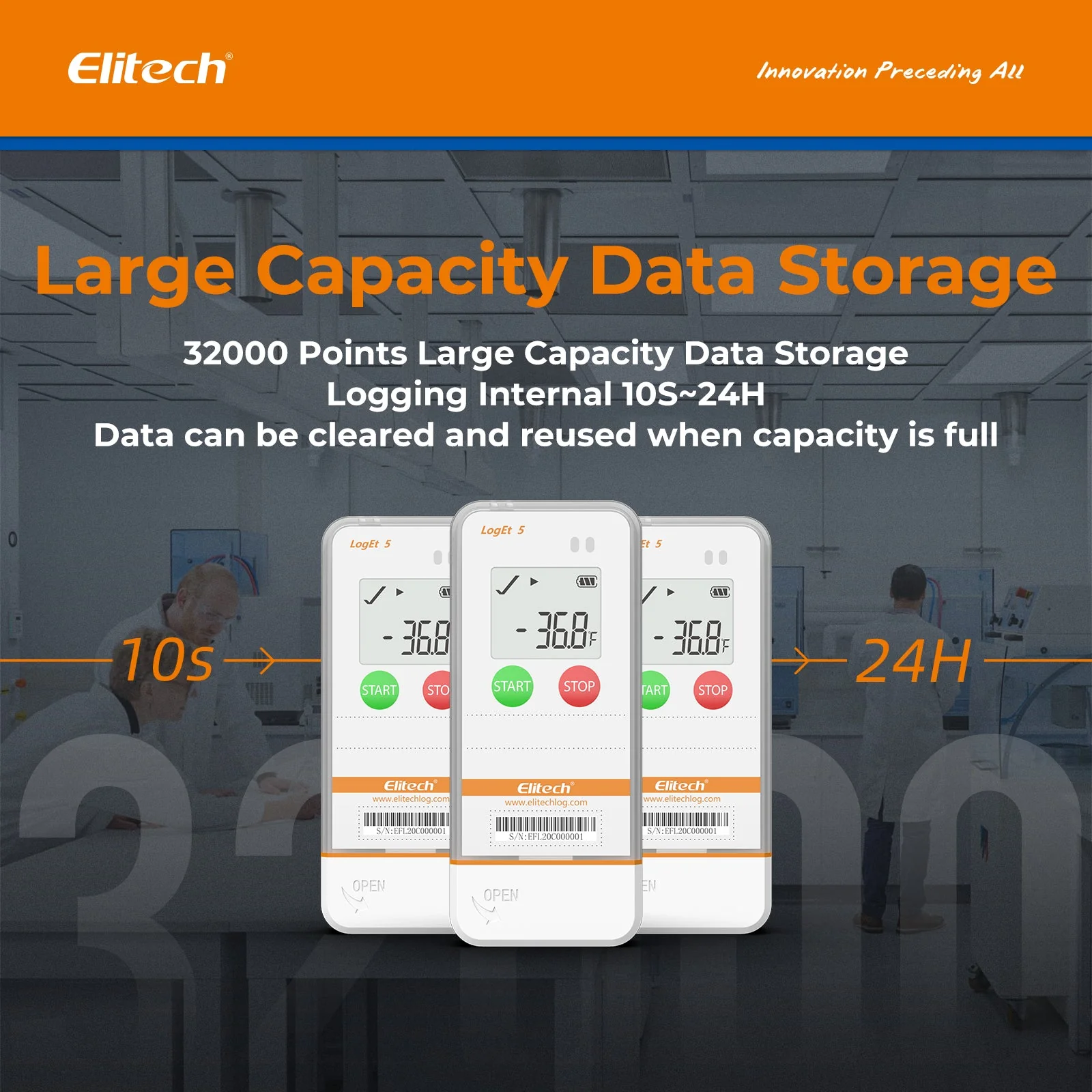Elitech USB Digital Temperature Data Logger Reusable Recorder with Shadow Data 32000 Points , Auto PDF/ CSV Report, for Windows/MacOS, Refrigerator Thermometer LogEt5T - Image 6