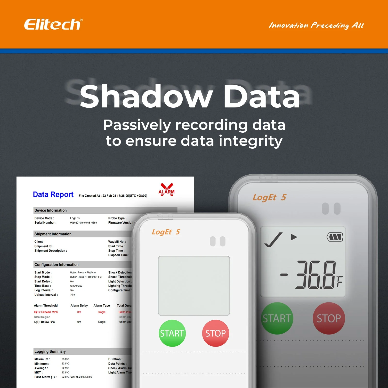 Elitech USB Digital Temperature Data Logger with External Probe Reusable Recorder with Shadow Data 32000 Points , Auto PDF/ CSV Report, for Windows/MacOS, Refrigerator Thermometer LogEt5TE - Image 3