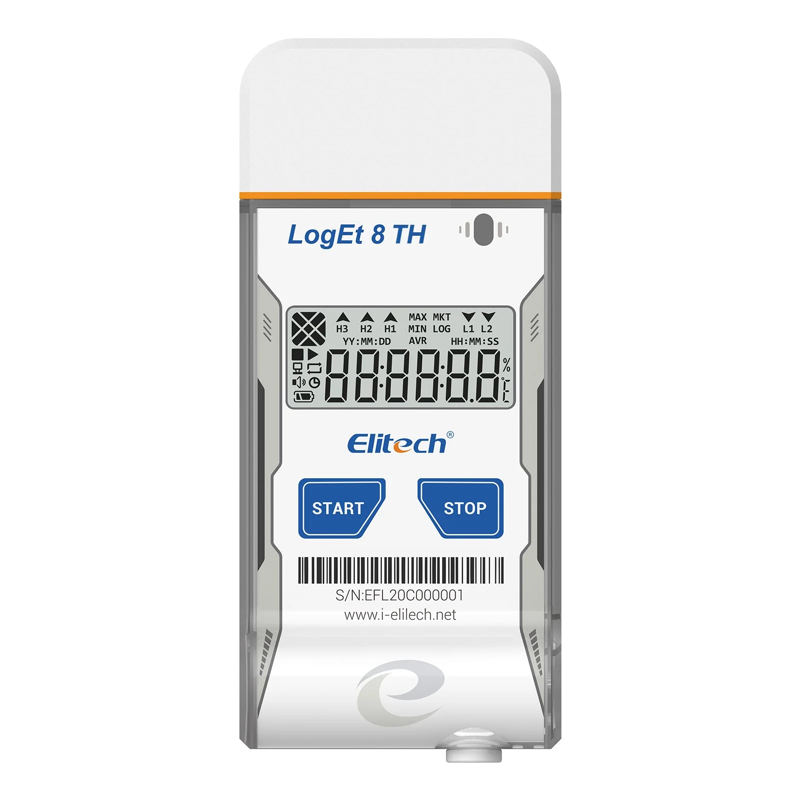 Elitech USB Digital Temperature Humidity Data Logger (-30 ~ 70°C/ -22 ~ 158℉) Accuracy of±0.3℃/±0.6℉, Reusable Recorder with Shadow Data 16000 Points, Auto PDF Report, for Windows/MacOS, LogEt8TH