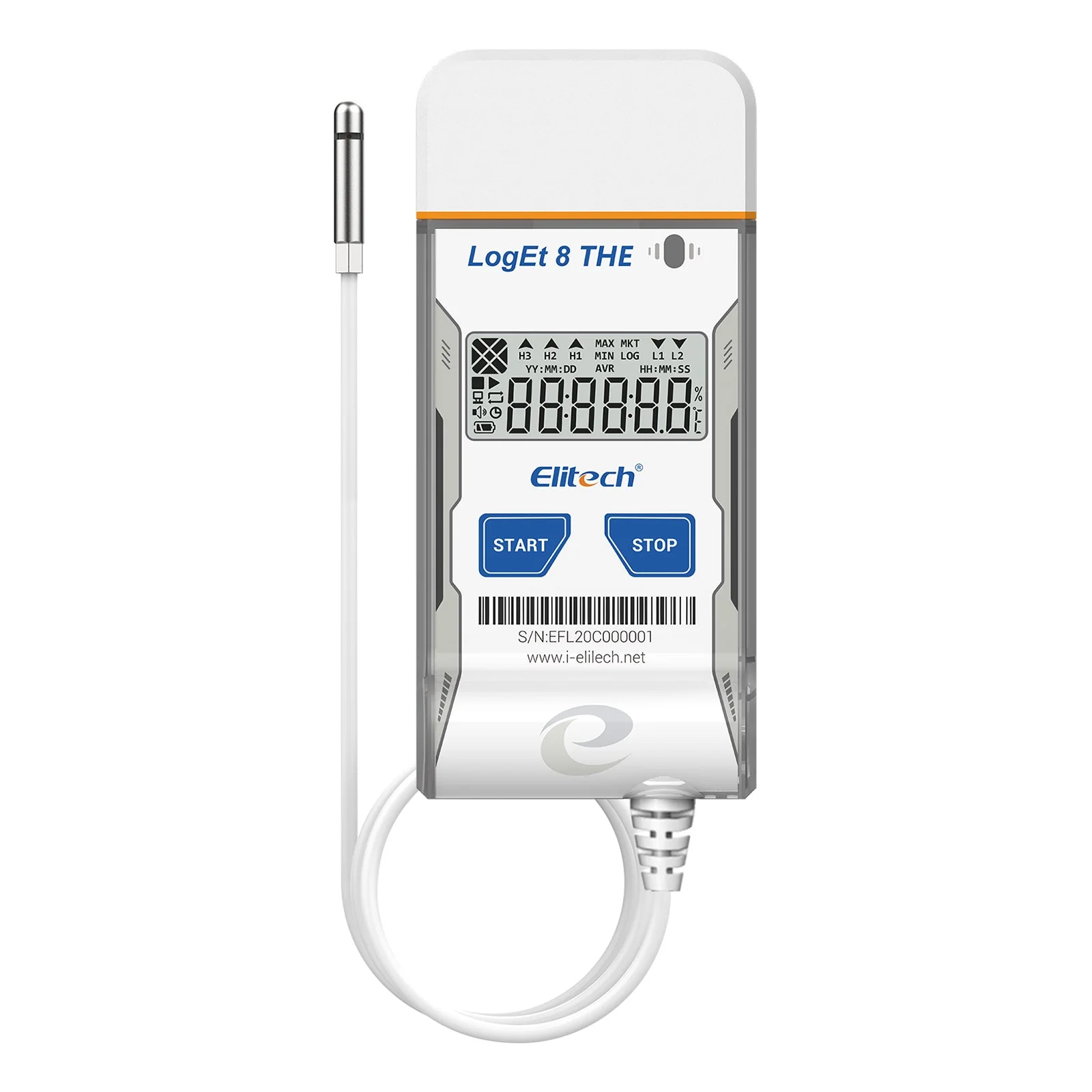 Elitech USB Digital Temperature Humidity Data Logger (-40 ~ 85°C/ -40 ~ 185℉) Accuracy of±0.3℃/±0.6℉, Reusable Recorder with Shadow Data 16000 Points, Auto PDF Report, for Windows/MacOS, LogEt8THE