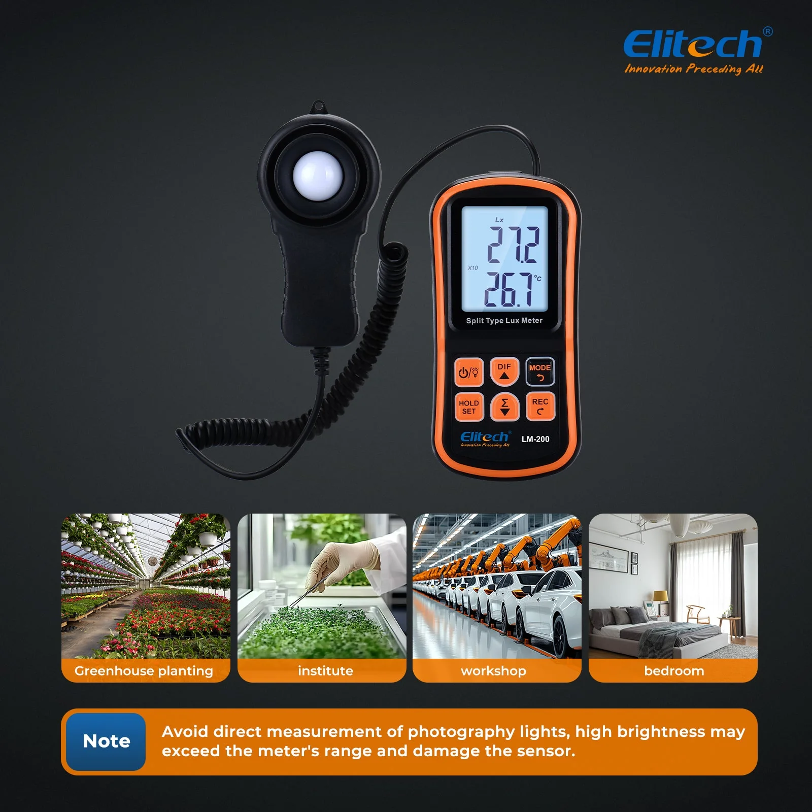 Light Meter Digital Illuminance Meter Handheld Ambient Temperature Measurer, Range up to 200,000 Lux,Ambient Temperature - Image 10