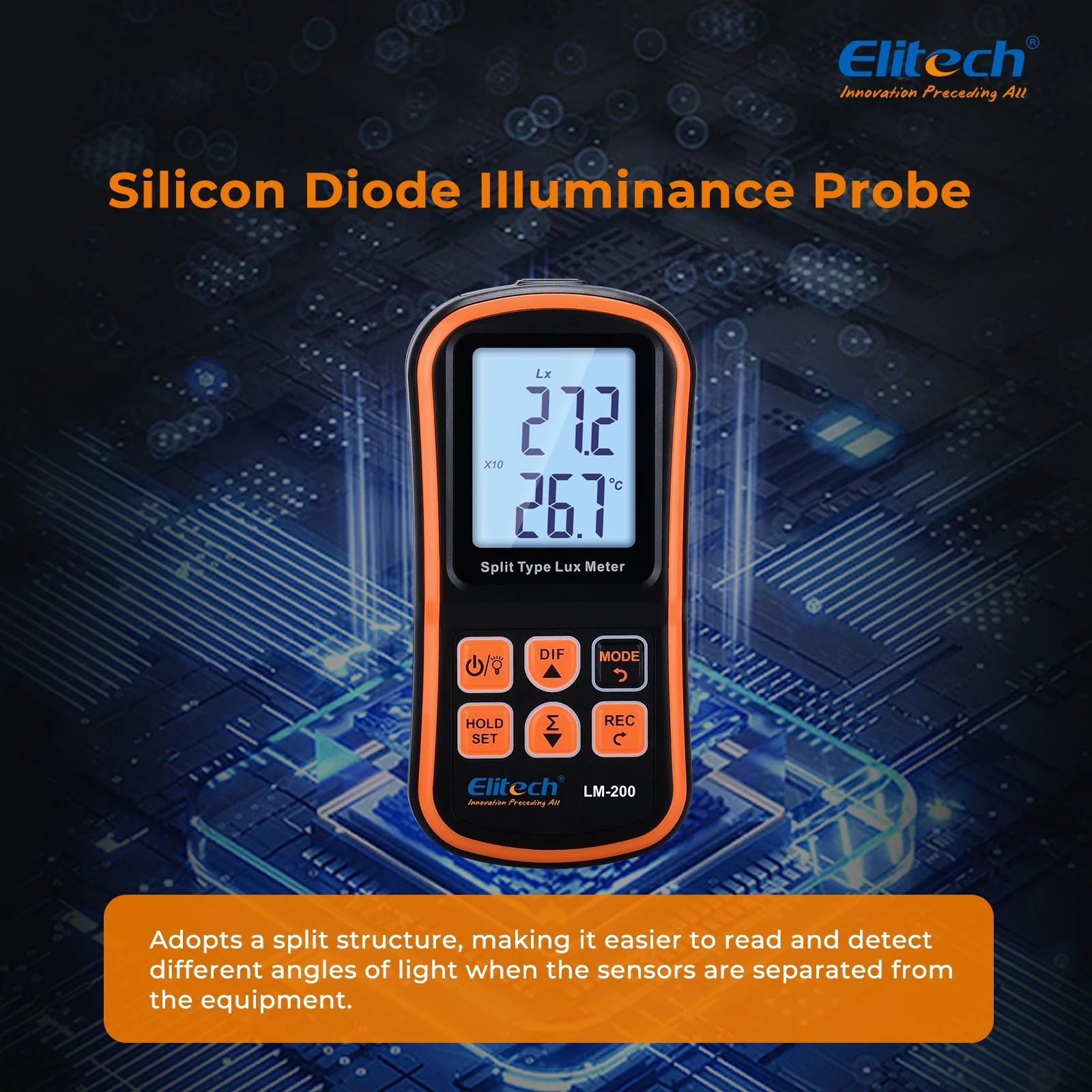 Light Meter Digital Illuminance Meter Handheld Ambient Temperature Measurer, Range up to 200,000 Lux,Ambient Temperature - Image 3