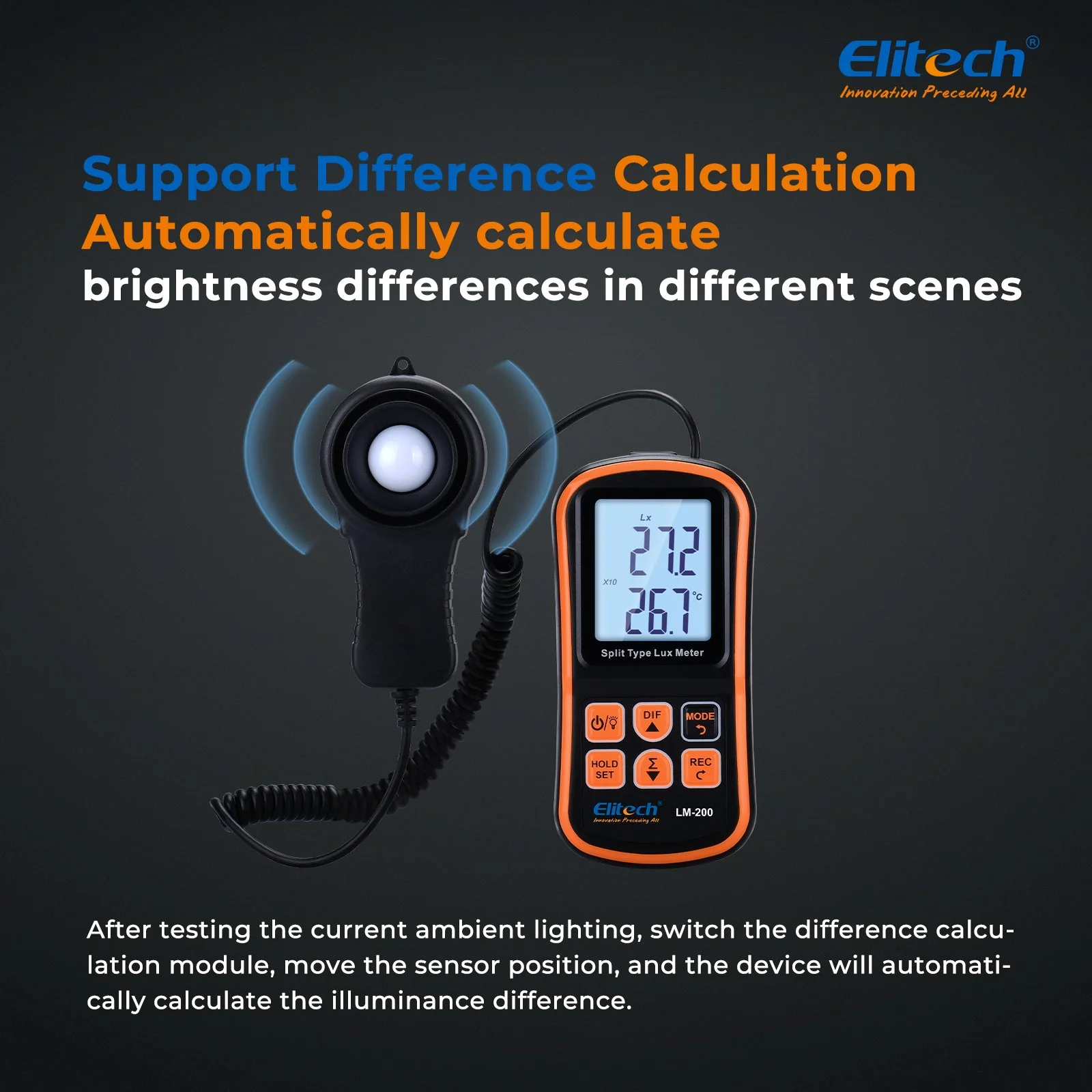Light Meter Digital Illuminance Meter Handheld Ambient Temperature Measurer, Range up to 200,000 Lux,Ambient Temperature - Image 6