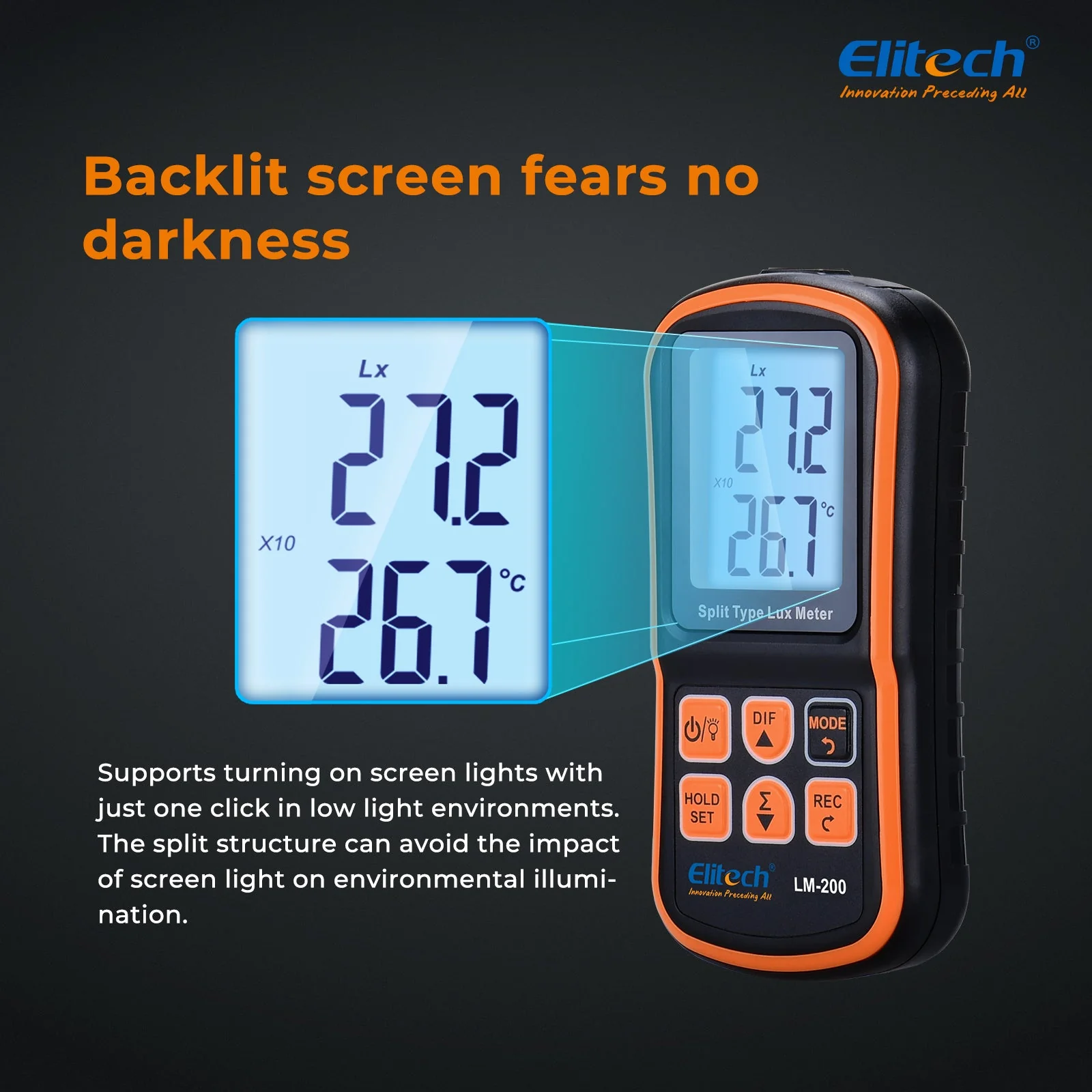 Light Meter Digital Illuminance Meter Handheld Ambient Temperature Measurer, Range up to 200,000 Lux,Ambient Temperature - Image 8