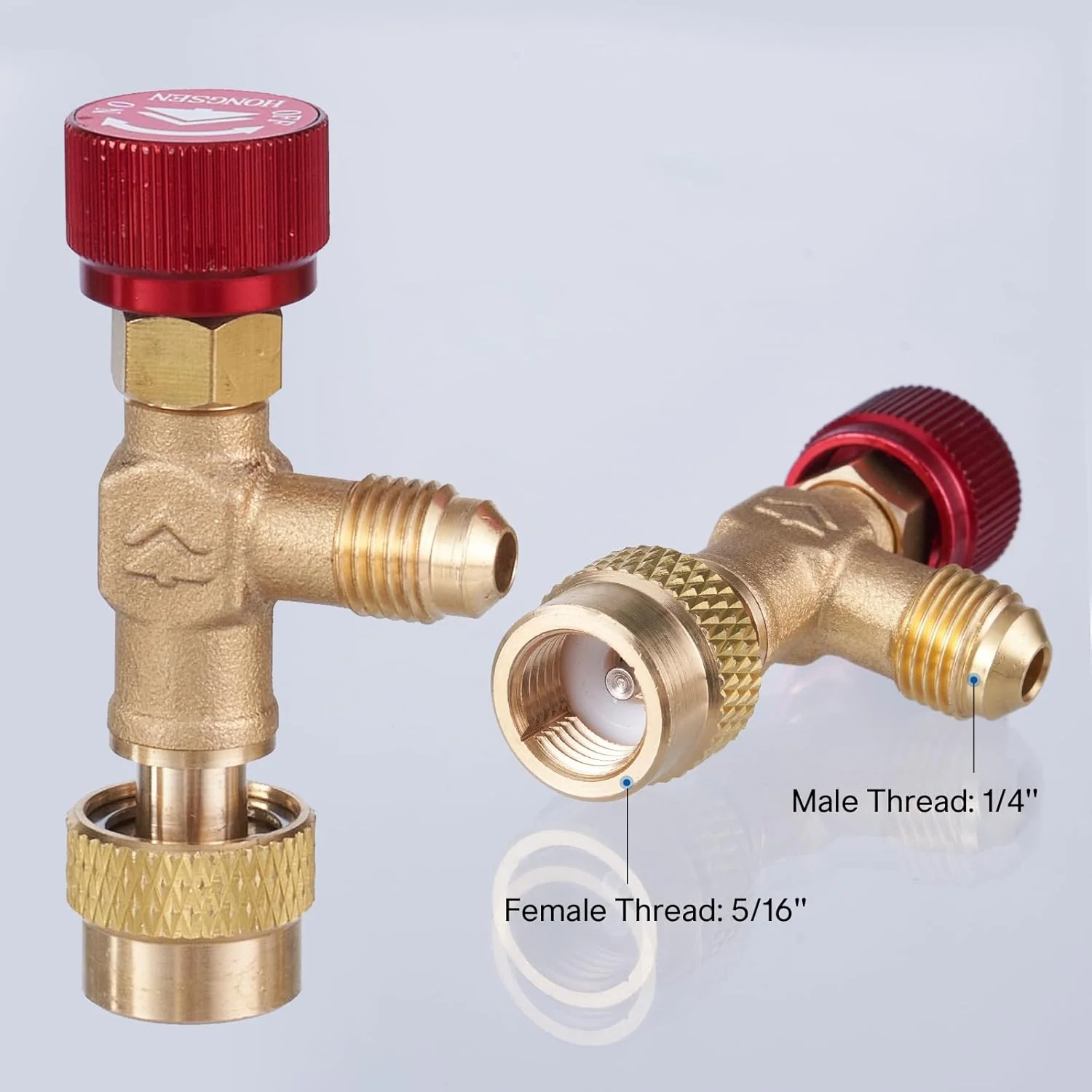 Elitech R32 R410a Refrigerant Charging Safety Valve, 1/4" Male to 5/16" Female, for R32 R410a Air Conditioner Manifold Brass Low Loss Fittings - Image 3