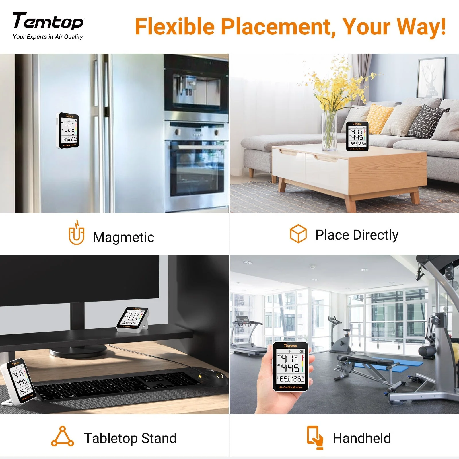 Temtop S1-up Indoor Air Quality Meter Temperature & Humidity AQI PM2.5 Monitor with Accurate Sensor - Image 3