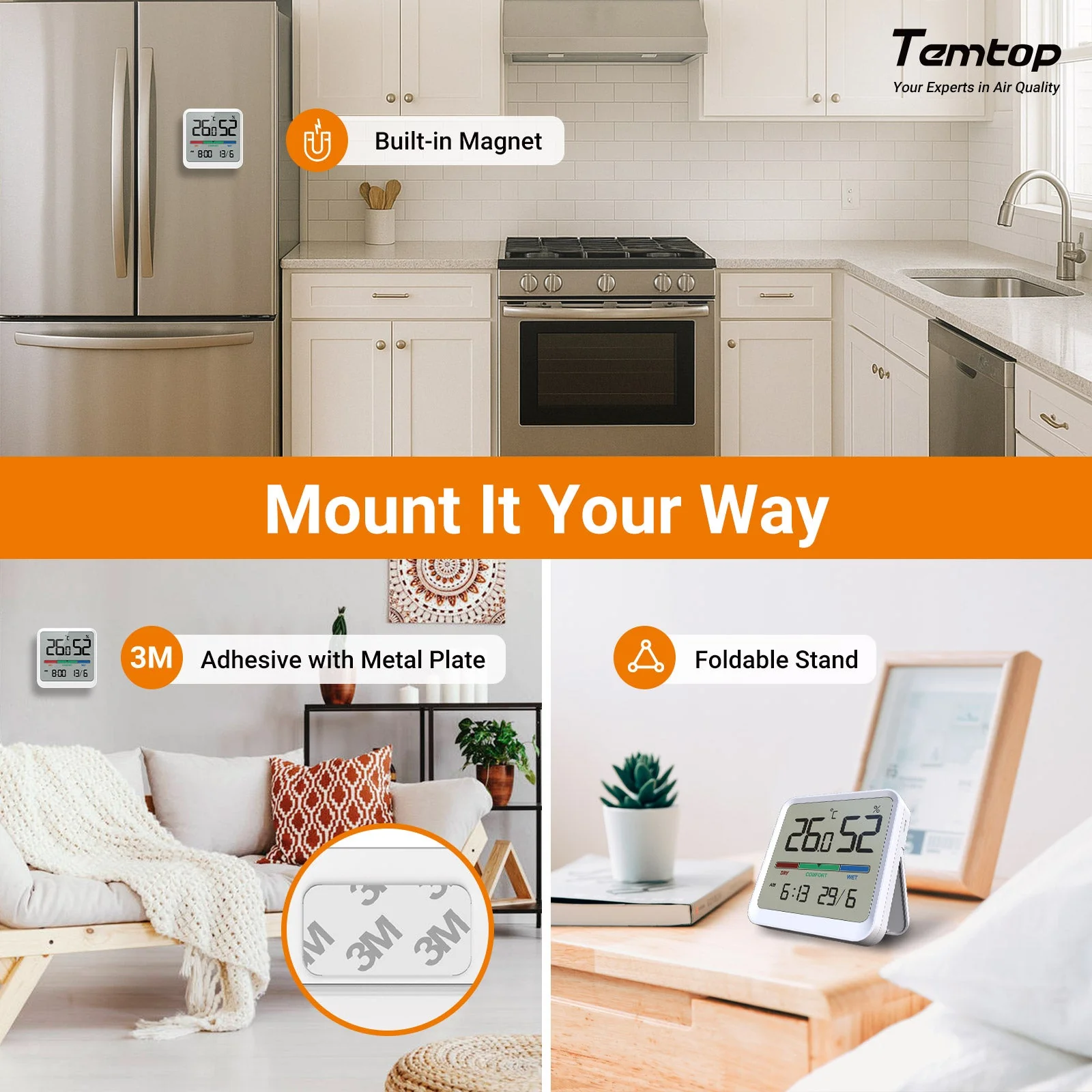 Temtop T1-SE Indoor Thermometer Hygrometer – Digital Room Temperature and Humidity Monitor with Comfort Indicator, ℃/℉ Switch, for Home, Office, Nursery - Image 6